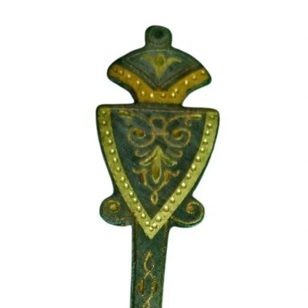 Vintage Toledo Spain Damascene Souvenir Spoon Shield Finial Gold Tone 4.5 Inch